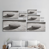 Zen Stone Focus, Natural Simplicity, Black and White Minimalist, Canvas Print, Spa Wall Art, Serene Bathroom Decor, Peaceful Aesthetic