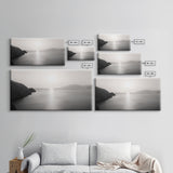 Minimalist Seascape, Tranquil Horizon, Ocean Sun Glow, Zen Wall Art, Canvas Print, Meditation Room Decor, Neutral Tones Minimal Art