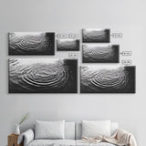 Water Ripples Zen, Abstract Motion, Monochrome Fluid Art, Canvas Print, Modern Minimalist Wall Art, Bathroom or Spa Room Decor