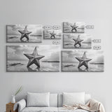 Weathered Star Sculpture, Coastal Symbol, Beach Art, Framed Canvas Print, Americana Wall Art, Entryway Decor, Rustic Beach House