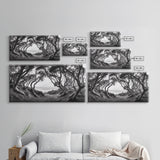 Coastal Trees, Windswept Forest, Ocean View, Framed Canvas Print, Boho Wall Art, Living Room Art, Nature Wall Decor, Monochrome Landscape