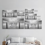 Wooden Dock Scene, Peaceful Lake Sunset, Minimalist Waterfront, Canvas Print, Zen Bedroom Wall Art, Tranquil Meditation Decor