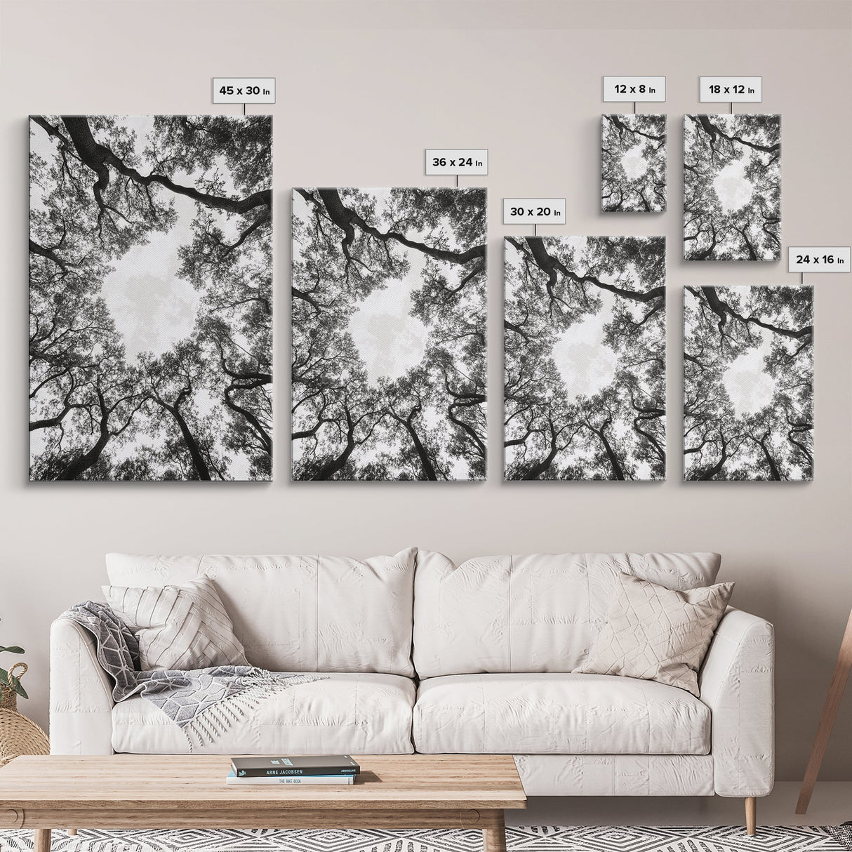 Forest Canopy View, Tree Tops Art, Nature Sky Print, Framed Canvas Print, Bedroom Wall Art, Minimalist Nature, Modern Rustic Decor