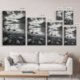 Lake Sunset View, Peaceful Mountainscape, Nature Reflection, Framed Canvas Print, Living Room Wall Art, Tranquil Scenic Landscape