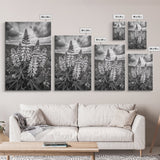 Lupine Flower Field, Bold Floral, Spring Nature Scene, Framed Canvas Print, Boho Living Room Art, Botanical Wall Decor