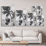 Tropical Bull, Palm Tree, Island Wildlife, Rural Photography, Framed Canvas Print, Kitchen Wall Art, Exotic Boho Decor, farmhouse decor