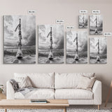 Coastal Totem, Beach Symbol, Stormy Horizon, Framed Canvas Print, nautical art, entryway decor, tribal coastal artwork, Modern Loft Decor