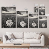 Wildflower Field, Daisy Bloom, Summer Meadow, Framed Canvas Print, Boho Botanical Wall Art, Bedroom Decor, Earthy Nature Photography