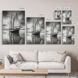 Sailboat Reflections, Calm Waters, Stormy Sky, Canvas Print, Nautical Wall Art, Office or Den Decor, Classic Maritime Photography