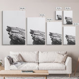 Weathered Cliffside, Coastal Rock, Modern Minimalism, Nature Decor, Framed Canvas Print, Neutral Tones, Office Wall Art, Beachy Aesthetic