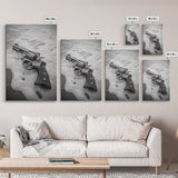 Revolver Beach, Washed Ashore, Western Style, Noir Photography, Framed Canvas Print, Industrial Wall Art, Man Cave Decor, Rustic Vibes