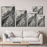 Cliff Path, Coastal Trail, Rugged Rock, Hiking Vibe, Framed Canvas Print, Hallway Wall Art, Nature Photography, Adventure Decor