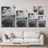 Desert Sage, Cloud Sky, Nature Wall Decor, Framed Canvas Print, Minimalist Art, Boho Style, Neutral Tones, Entryway Botanical Print