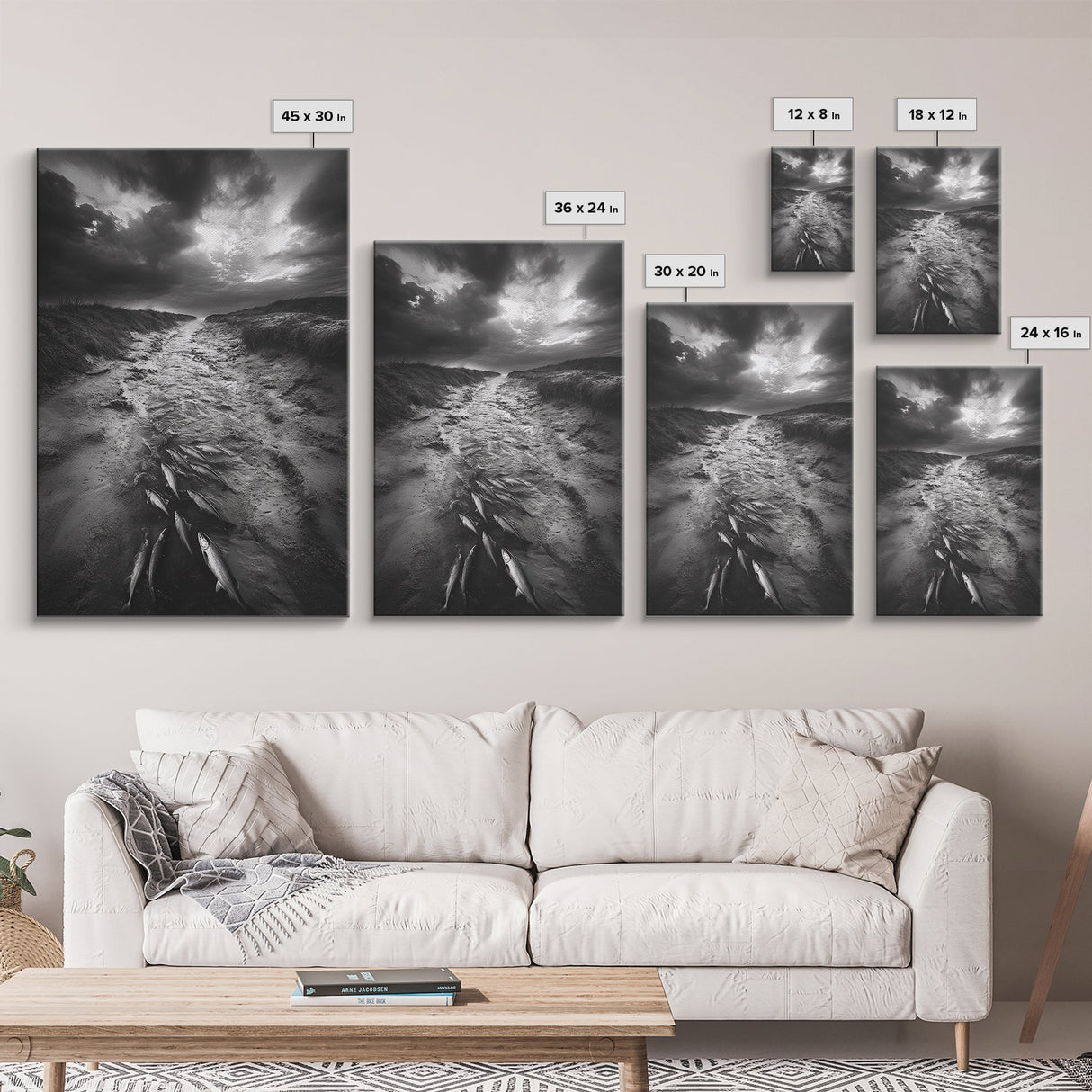 Fish Migration, Dramatic Sky, Moody Landscape, Framed Canvas Print, Dark Nature Art, Rustic Cabin Decor, Fall Wall Art, Nature Drama