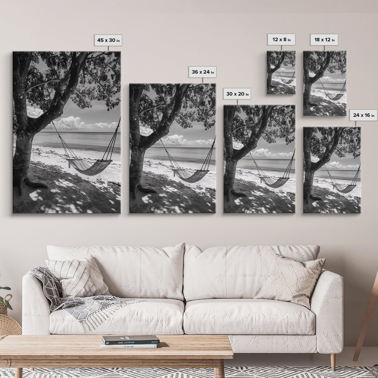 Hammock Relaxation, Beach Shade, Seaside Breeze, Canvas Print, Boho Bedroom Wall Art, Coastal Calm Tropical Home Decor