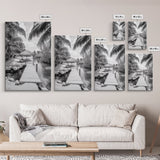 Tropical Dock, Island Escape, Palm Tree Beach, Secluded Lagoon, Canvas Print, Coastal Kitchen Art, Boho Tropical Wall Decor