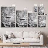 Ocean Wave Tunnel, Surfer's Eye View, Coastal Landscape, Bathroom Wall Art, Adventure Vibes, Framed Canvas Print, Black White Photography