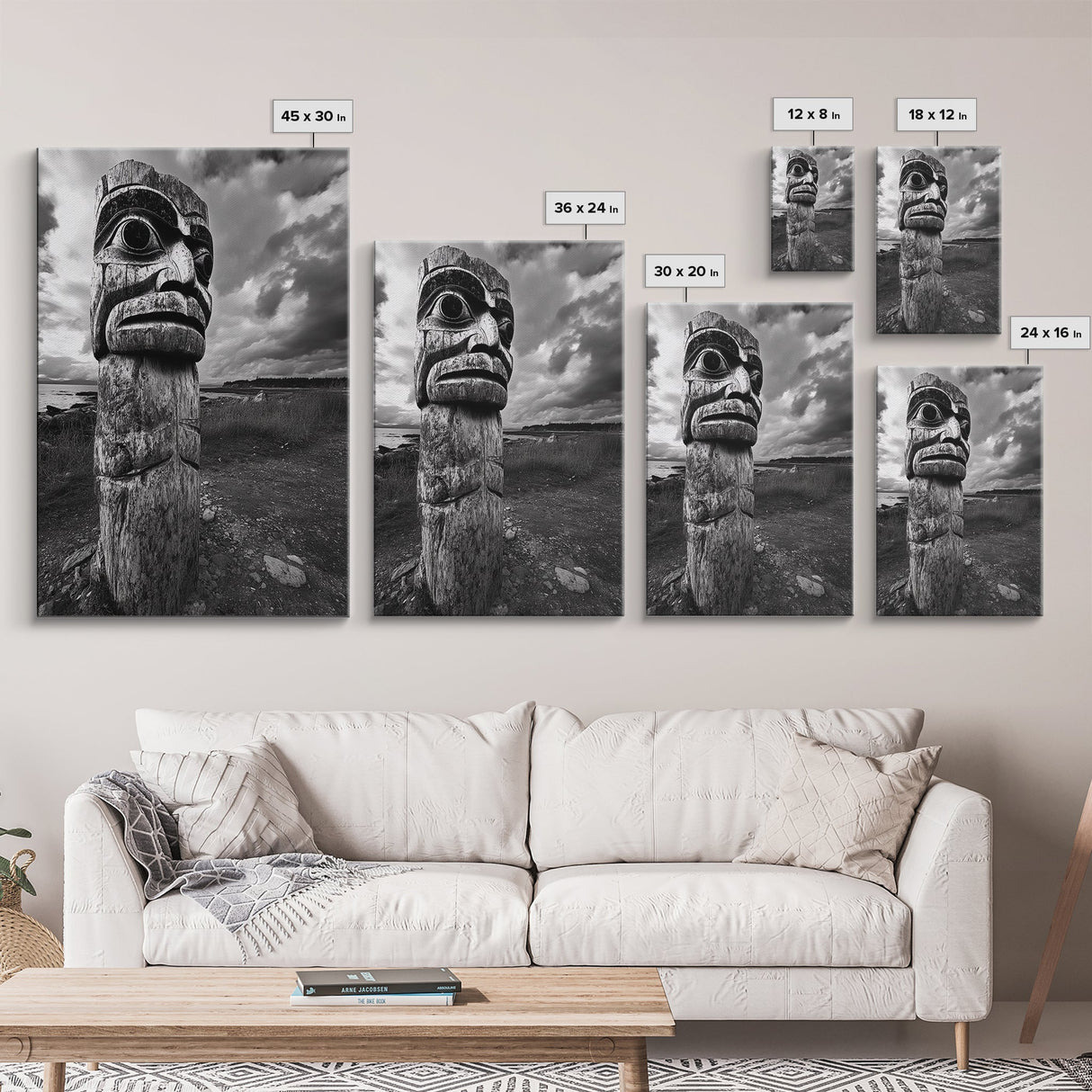 Tribal Totem, Ancient Spirit, Cultural Power, Canvas Print, Rustic Wall Art, Boho Living Room Decor, Ethnic History Accent
