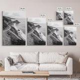 Winding Beach Road, Coastal Drive, Ocean Cliffs, Travel Landscape, Canvas Print, Office Wall Art, Fall Adventure Style, Neutral Coastal Decor