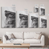 Stone Cliff Form, Abstract Rock Shape, Moody Earth Scene, Nature Texture, Framed Canvas Print, Office Wall Art, Minimalist Mountain Decor