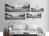 Mountain Lake Calm, Tranquil Nature Reflection, Forest Valley Art, Framed Canvas Print, Minimalist Wall Decor, Serene Landscape Print