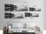 Reflected Pines, Quiet Lake, Forest Island, Calm Waters, Framed Canvas Print, Nature Photography, Minimal Wall Art, Office Decor