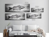 Floating Fish, Surreal Ocean, Realistic Scales, Sky Scene, Framed Canvas Print, Nautical Wall Art, Coastal Decor, Fishing Cabin Aesthetic