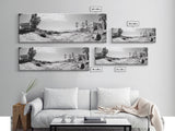 Desert Coast, Palm Ruins, Forgotten Beach, Framed Canvas Print, Surreal Photography, Boho Living Room Art, Coastal Wall Decor
