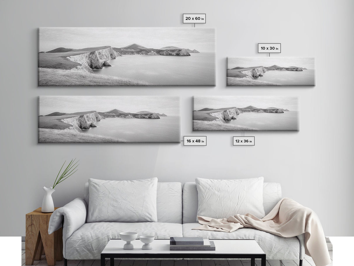 Cliff Coast, Rolling Hills, Seaside Bluffs, Canvas Print, dreamy landscape photography, light neutral living room art, tranquil office decor