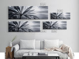 Tropical Leaf Closeup, Ocean Horizon Sunset, Botanical Beach, Framed Canvas Print, Kitchen Wall Art, Coastal Jungle Decor, Rustic Lakehouse Decor