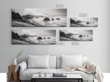 Pacific Coast, Misty Cliffs, Ocean Rocks, Moody Beach Scene, Canvas Print, Modern Nature Decor, Living Room Wall Art, Coastal Landscape
