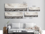 Pebble Shoreline, Soft Horizon, Beach Sunrise, Calm Coastal Decor, Framed Canvas Print, Neutral Tones, Bedroom Wall Art, Nature Minimalism