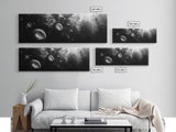 Jellyfish Dreams, Ocean Depths, Abstract Motion, Canvas Print, Coastal Bathroom Art, Nautical Theme, Moody Black and White Sea Life