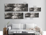 Woodland Creek Flow, Sepia Landscape Scene, Peaceful Forest Art, Canvas Print, Autumn Wall Decor, Rustic Living Room Artwork