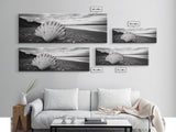 Shell on Shore, Monochrome Coastal, Canvas Print, Boho Wall Art, Bathroom Wall Decor, Natural Beach Aesthetic, Ocean Inspired Art