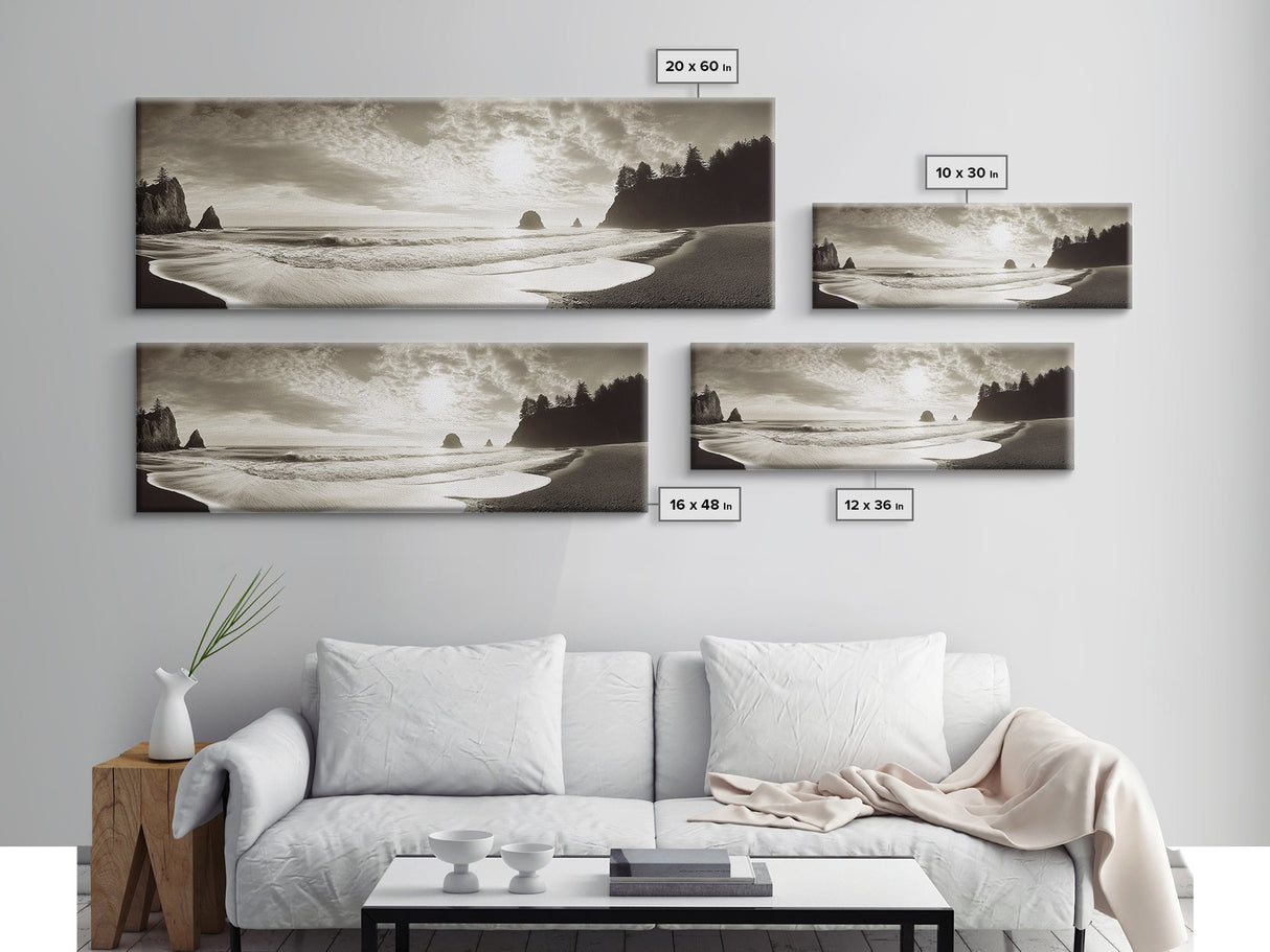 Seaside Cliff Sunset, Pacific Coast View, Canvas Print, Coastal Living Room Art, Modern Neutral Decor, Ocean Landscape Photography