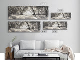Dreamy Beach Forest, Sepia Trees, Canvas Print, Nature Wall Decor, Fall Bedroom Art, Rustic Woodland Landscape, Tree Shadow Light