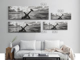 Seaside Iron Anchor, Rustic Beach Print, Nautical Ocean Art, Framed Canvas Print, Moody Wall Decor, Coastal Living Room Art