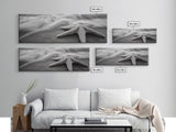 Starfish Closeup, Ocean Wave Motion, Coastal Macro Scene, Framed Canvas Print, minimalist beach decor, bathroom wall art, nautical vibe