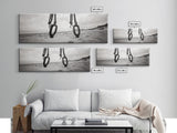 Nautical Swing, Beach Ropes, Seaside Minimalism, Canvas Print, black and white beach decor, coastal hallway wall art, maritime rustic style