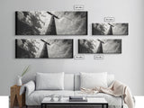 Utility Pole Sky, Urban Minimalism, Power Lines, Framed Canvas Print, Industrial Wall Art, Office Decor, Monochrome Photography