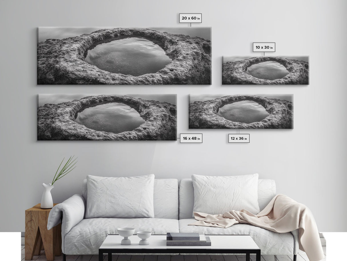 Tidal Pool Rock, Ocean Reflection, Earth Texture, Canvas Print, Zen Bathroom Wall Art, Natural Element Decor, Minimalist Photography