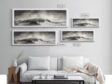 Sand Dune Storm, Coastal Winds, Black and White Nature, Framed Canvas Print, Neutral Wall Art, Hallway Decor, Minimalist Style