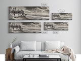 Cliffside Forest, Pacific Coastline, Dramatic Ocean View, Framed Canvas Print, Natural Landscape, Cabin Wall Art, Rustic Coastal Decor