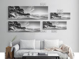 Forest Edge Beach, Coastal Sandscape, Sunset Sky, Canvas Print, Black and White Landscape, Coastal Living Room Art, Natural Vibes