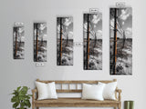 Rust Fence, Barbed Wire, Dramatic Sky, Framed Canvas Print, Abandoned Rural Art, Modern Industrial Decor, Grayscale Country Wall Art