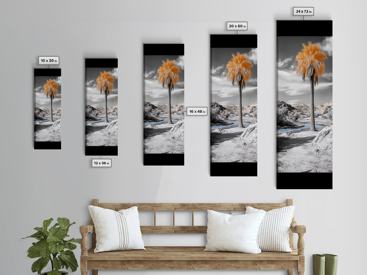 Orange Palm, Desert Oasis, Tropical Escape, Surreal Nature Scene, Framed Canvas Print, Boho Bathroom Wall Art, Desert Decor, Bedroom Decor