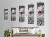 Red Bloom, Desert Flower, Solitary Beauty, Bold Nature, Framed Canvas Print, Dramatic Wall Art, Modern Bedroom Decor, Minimalist Botanical Art