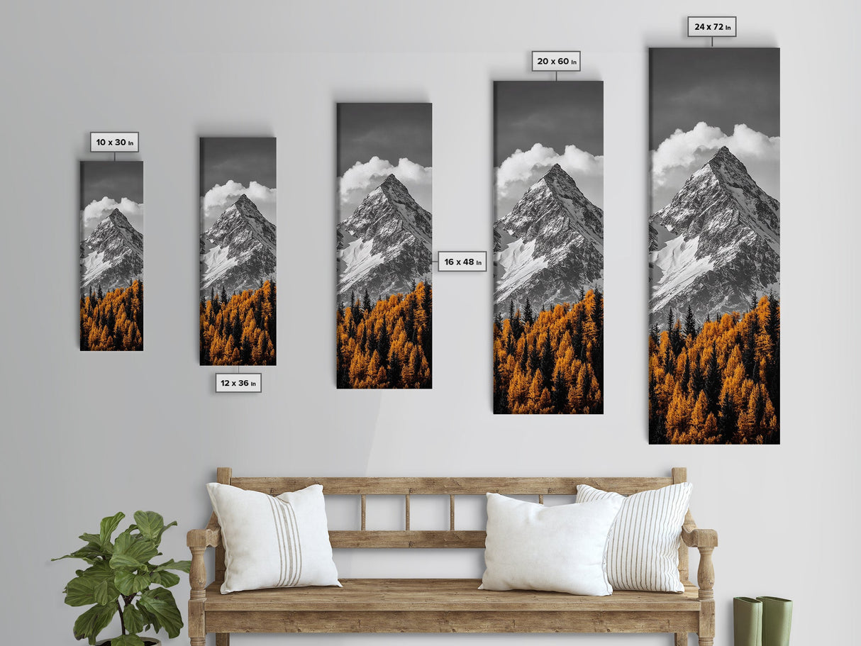 Majestic Peak, Autumn Trees, Nature Mountain Scene, Framed Canvas Print, Rustic Wall Art, Cabin Decor, Adventure Vibes, Fall Landscape Art