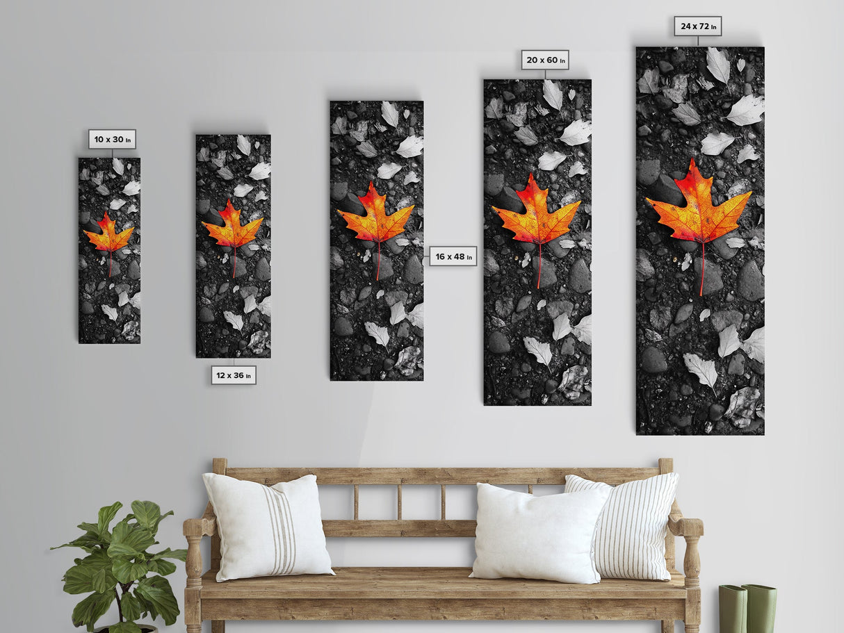 Maple Leaf Focus, Autumn Ground, Fall Vibes, Canvas Print, Nature Photography, Minimalist Art, Entryway Wall Decor, Earth Tone Aesthetic